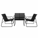 Set Mobilier de Grădină , 4 Piese, Canapea 2 Locuri, 2 Fotolii și Măsuță, Cadru Metalic - imagine 6