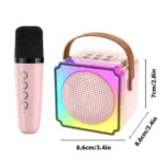 Boxă Portabilă cu 2 Microfoane, Bluetooth, Compatibilă iOS/Android, Sunet de Înaltă Calitate, Ideală pentru Karaoke, 5W - imagine 5