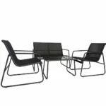 Set Mobilier de Grădină , 4 Piese, Canapea 2 Locuri, 2 Fotolii și Măsuță, Cadru Metalic - imagine 4