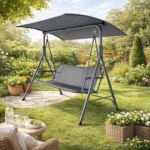 Leagăn de grădină 3 locuri cu copertină reglabilă - imagine 2
