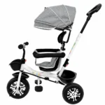 Tricicletă Evolutivă Kiddo KD-X06, Scaun Rotativ 360°, Copertină UV, Roți din Cauciuc, 9 Luni – 6 Ani Gri - imagine 3