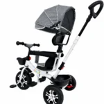Tricicletă Evolutivă Kiddo KD-X06, Scaun Rotativ 360°, Copertină UV, Roți din Cauciuc, 9 Luni – 6 Ani Gri - imagine 2