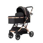 Carucior, 2 in 1 KIDOO® – Cărucior Pliabil cu Fața Inversă pentru Bebeluși cu Diverse Moduri, Cărucior Reglabil și Culisant- Negru - imagine 3