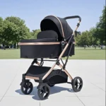 Carucior, 2 in 1 KIDOO® – Cărucior Pliabil cu Fața Inversă pentru Bebeluși cu Diverse Moduri, Cărucior Reglabil și Culisant- Negru - imagine 4