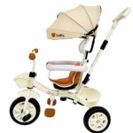 Tricicletă Evolutivă Kiddo KD-X06, Scaun Rotativ 360°, Copertină UV, Roți din Cauciuc, 9 Luni – 6 Ani-Bej - imagine 6