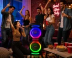 Boxă Karaoke Portabilă KOLAV-M2212, 400W RMS, 2x12", Bluetooth, 2 Microfoane Wireless, RGB LED, TWS, USB-C, TF Card, Telecomandă Inclusă - imagine 4