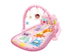 Saltea de joaca Muzicala, AT PERFORMANCE, Interactiva cu Pian 5 in 1,98 cm, print Happy Baby cu animalute, pentru Bebelusi, Roz