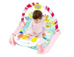 Saltea de joaca Muzicala, AT PERFORMANCE, Interactiva cu Pian 5 in 1,98 cm, print Happy Baby cu animalute, pentru Bebelusi, Roz - imagine 3
