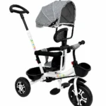 Tricicletă Evolutivă Kiddo KD-X06, Scaun Rotativ 360°, Copertină UV, Roți din Cauciuc, 9 Luni – 6 Ani Gri - imagine 5