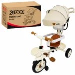 Tricicletă Evolutivă Kiddo KD-X06, Scaun Rotativ 360°, Copertină UV, Roți din Cauciuc, 9 Luni – 6 Ani-Bej