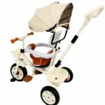Tricicletă Evolutivă Kiddo KD-X06, Scaun Rotativ 360°, Copertină UV, Roți din Cauciuc, 9 Luni – 6 Ani-Bej - imagine 3