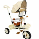 Tricicletă Evolutivă Kiddo KD-X06, Scaun Rotativ 360°, Copertină UV, Roți din Cauciuc, 9 Luni – 6 Ani-Bej - imagine 2