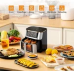 Friteuză cu Aer Cald 10L AT PERFORMANCE® – 2400W, Display Digital Touch, 8 Programe, cu Geam, Neagră + CADOU 100 Hârtii de Copt - imagine 4