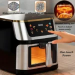 Friteuză cu Aer Cald 10L AT PERFORMANCE® – 2400W, Display Digital Touch, 8 Programe, cu Geam, Neagră + CADOU 100 Hârtii de Copt - imagine 2