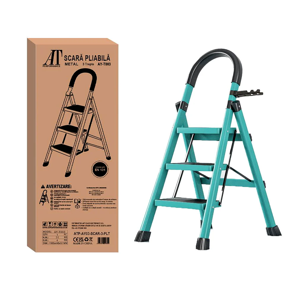 scara_shopify_1024_1000x Scara Pliabila cu 3 Trepte Late, At Performance, 72x59x41 cm, Metalica, Maxim 150 Kg, Picioare Antialunecare - imagine 1