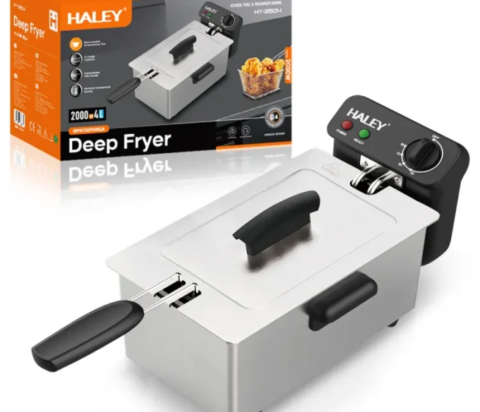 Friteuza Electrica HALEY HY-2504 cu Capacitate de 3L, Termostat Reglabil si Design din Otel Inoxidabil