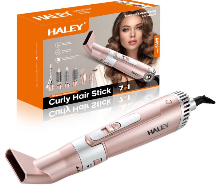 Uscător de Păr 7 în 1 HALEY – Ondulator Multifuncțional cu Ionizare, Protecție Termică, 800W, Accesorii Incluse, Ideal pentru Coafare Profesională Acasă