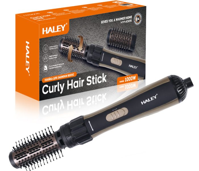 Perie Rotativă cu Uscător HALEY – Feon 2 în 1, 1000W, 2 Trepte Viteză, Coafare Rapidă și Volum, Design Elegant Negru