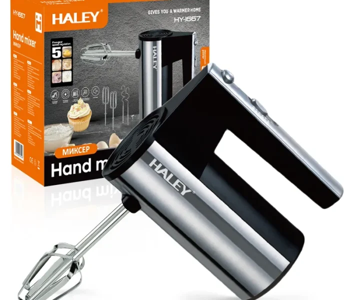 Mixer de Mână din Inox HALEY 500W – 5 viteze, silențios, motor puternic, accesorii incluse