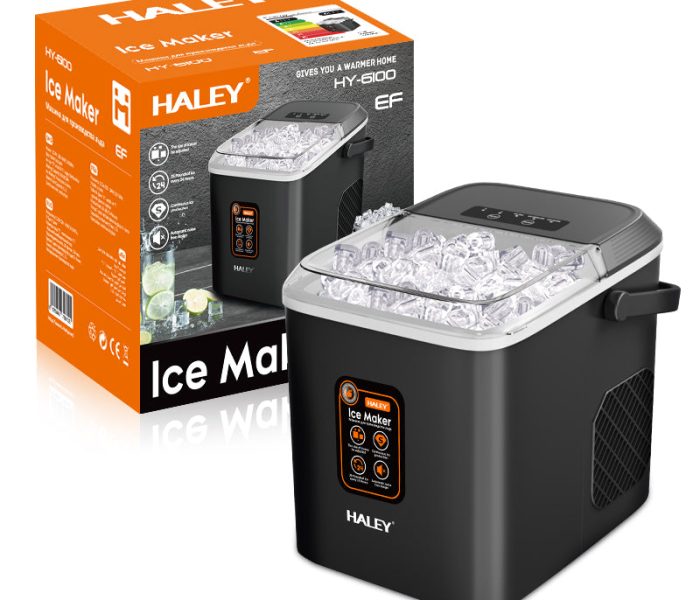 Mașină de Gheață HALEY, 12 kg/24h, Compactă, Avertizare Gheață Plină și Apă Joasă, Curățare Automată, 112W