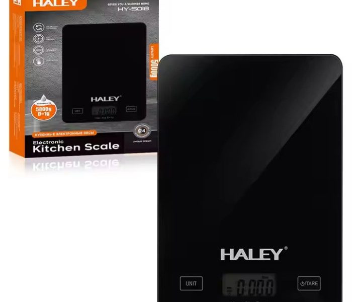 Cântar Electronic HALEY, 5000G, din Sticlă, pentru Bucătărie, Digitală de Înaltă Precizie, Negru